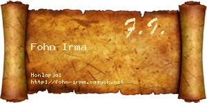 Fohn Irma névjegykártya