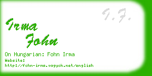 irma fohn business card